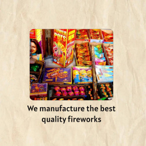 A colorful display of fireworks for sale in an Indian market.