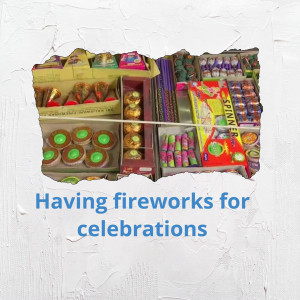 Assorted boxes of colorful fireworks for Diwali celebrations