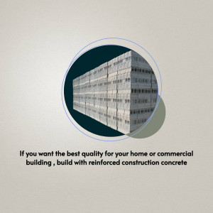 Image of reinforced concrete blocks with text promoting quality construction