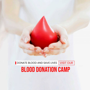 Hands holding a red heart with a blood donation message