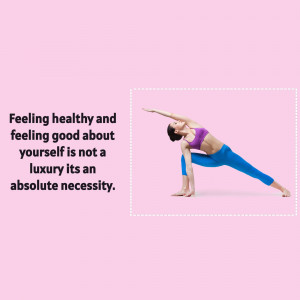 Woman doing a yoga pose with motivational text