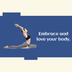 Woman performing a yoga pose with motivational text.