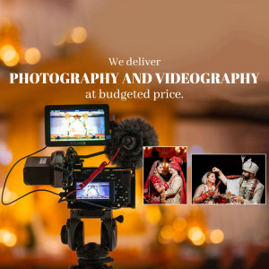 Wedding photography and videography equipment with wedding ceremony scenes