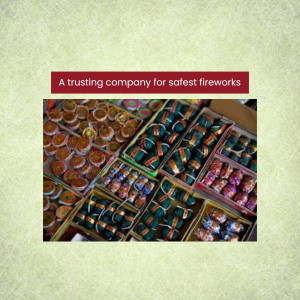 Assortment of colorful fireworks in boxes