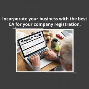 Person using a laptop for company registration with a CA