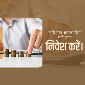 Image depicting investment and financial growth with stacks of coins and a person interacting with a calculator.