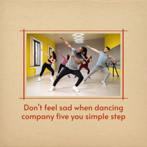 A group of five dancers performing in a brightly lit studio.