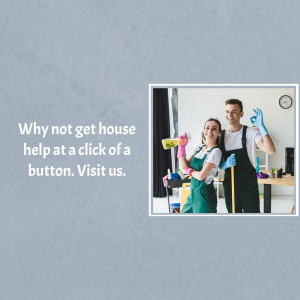 Two smiling house cleaners with cleaning supplies