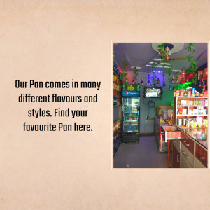 Interior view of a colorful Pan shop with various flavors and styles of Pan.