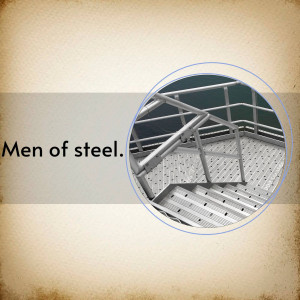 Close-up of a metal staircase with a textured background