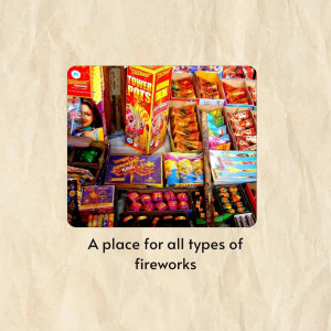 A colorful display of fireworks for sale in a shop.