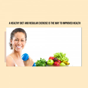 Woman exercising with fruits and vegetables