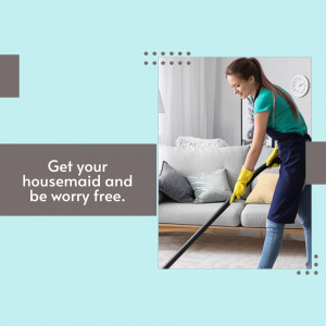 Woman cleaning a living room with a vacuum cleaner