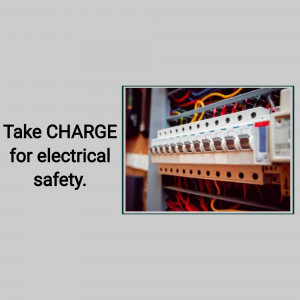 Close-up of an electrical panel with circuit breakers, emphasizing electrical safety.