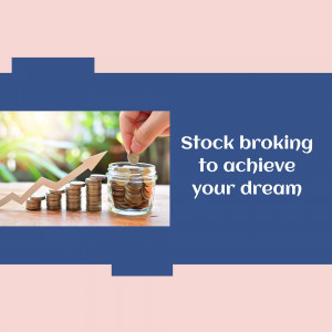 Hand dropping a coin into a jar filled with coins, with a rising graph in the background.