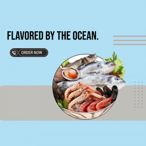 A platter of fresh seafood including fish, shrimp, mussels, and shellfish.