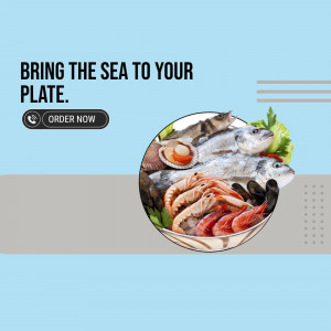 Assortment of fresh seafood including fish, shrimp, mussels, and shellfish on a plate.