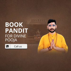 Pandit performing Pooja with contact information