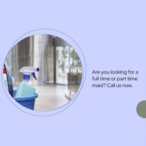 Image of cleaning supplies and a question about hiring a maid