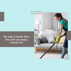 Woman cleaning a living room with a vacuum cleaner