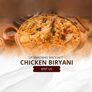 Close-up of a delicious Chicken Biryani served in an earthen pot
