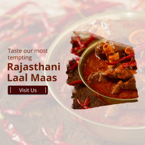 Close-up of Rajasthani Laal Maas dish with red chilies