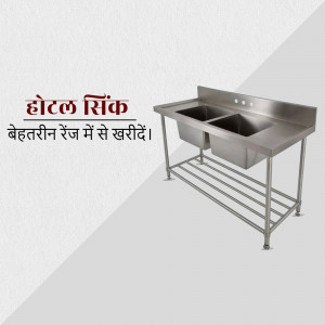 Stainless steel double bowl sink for hotel or commercial kitchen use