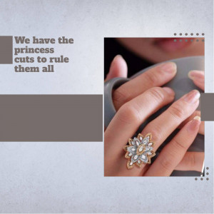 Close-up of a hand wearing a gold ring with a princess cut diamond.