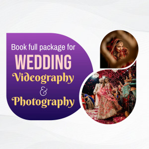 Wedding Videography and Photography promotional image with a bride and groom