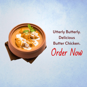 Close-up of Butter Chicken in an earthenware bowl