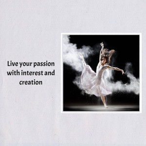 A ballerina gracefully leaps in mid-air surrounded by a cloud of white powder.