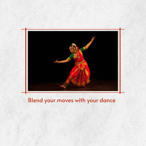 A woman performing a traditional Indian classical dance on a dark stage.