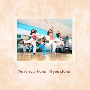 Group of people energetically dancing in a fitness studio