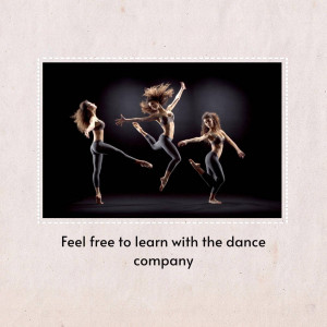 Three dancers in mid-air performing a contemporary dance routine