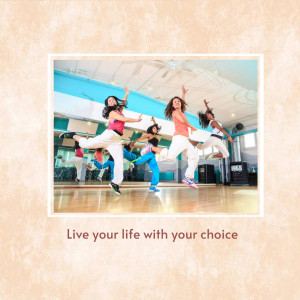 Group of people energetically dancing in a dance studio