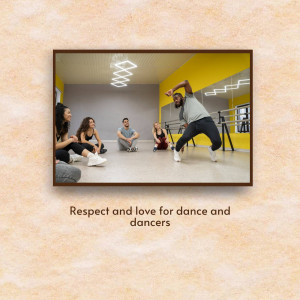 Group of people in a dance studio, one dancer performing and others observing.