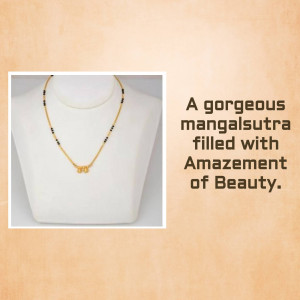 Close-up of a delicate gold mangalsutra on a white mannequin.