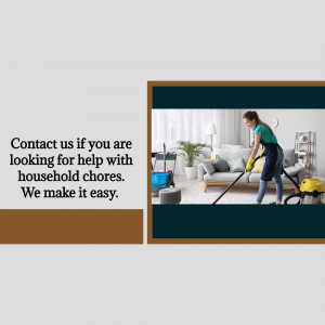 Woman cleaning a living room with a vacuum cleaner