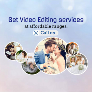 Wedding video editing services advertisement with couples and wedding scenes
