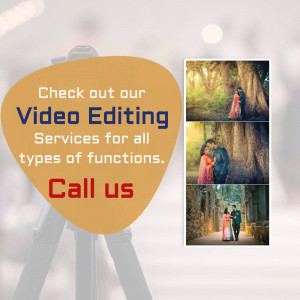 Advertisement for video editing services featuring wedding photos