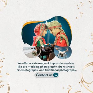 Indian couple in traditional wedding attire with photography equipment