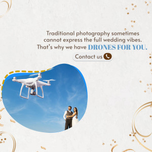 Drone capturing wedding photos of a couple