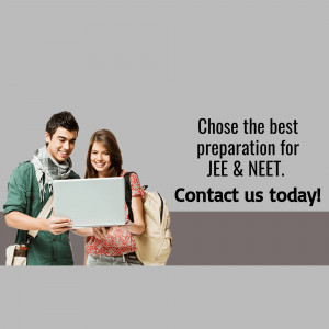 Students looking at a laptop with text promoting JEE & NEET preparation