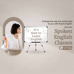 Woman teaching English with a whiteboard
