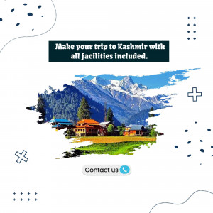 Scenic view of Kashmir with travel promotion text