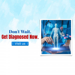 Doctor using a tablet to view a human anatomy scan, promoting early health checkups.