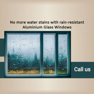 Aluminium glass window with raindrops, showcasing water resistance