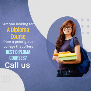 Young woman with books promoting a diploma course