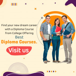 Three students promoting diploma courses from College Offering Best