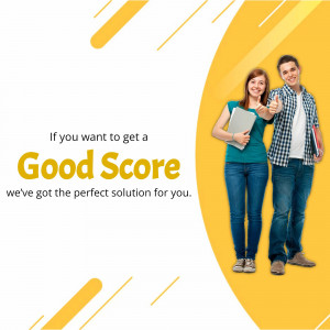 Two students smiling and pointing, promoting educational solutions for better scores.